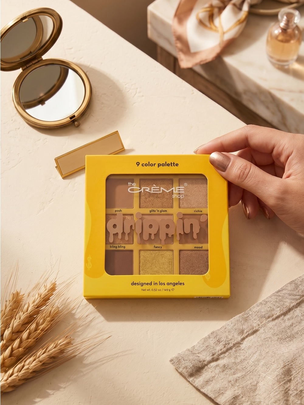 The Creme Shop Drippin' 9-Color Eyeshadow Palette - Warm Gold & Brown